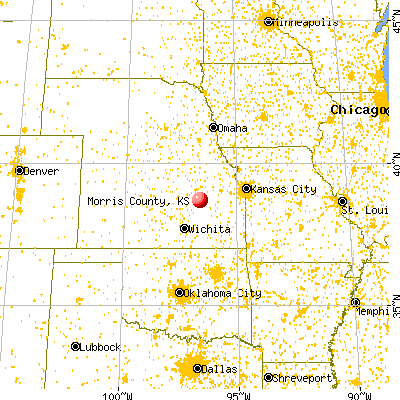 Morris County, KS map from a distance