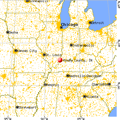 Posey County, IN map from a distance
