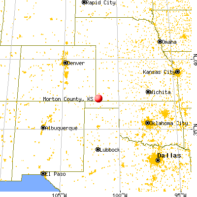 Morton County, KS map from a distance
