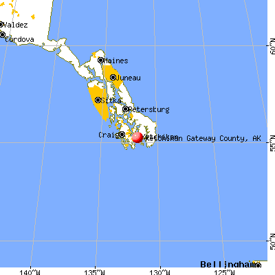 Ketchikan Gateway Borough, AK map from a distance
