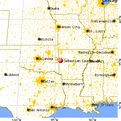 Sebastian County, AR map from a distance