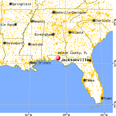 Walton County, FL map from a distance