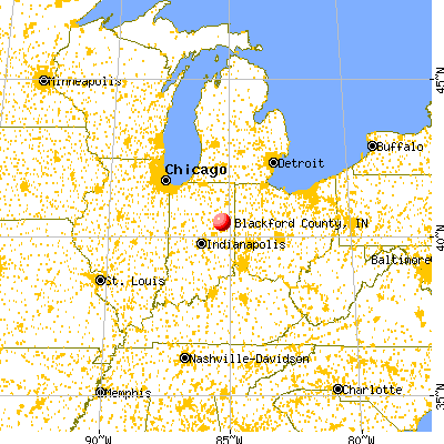 Blackford County, IN map from a distance