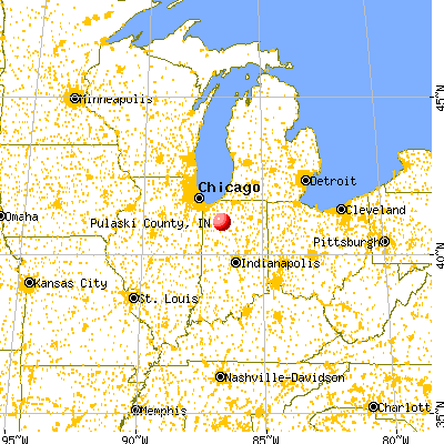 Pulaski County, IN map from a distance