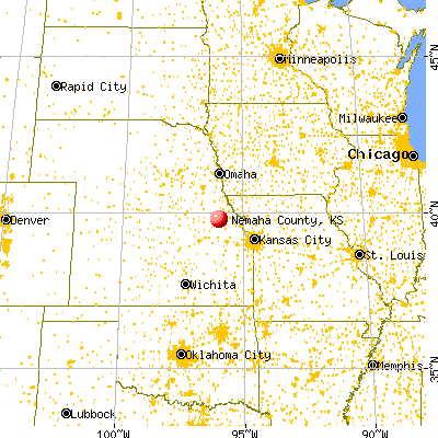 Nemaha County, KS map from a distance