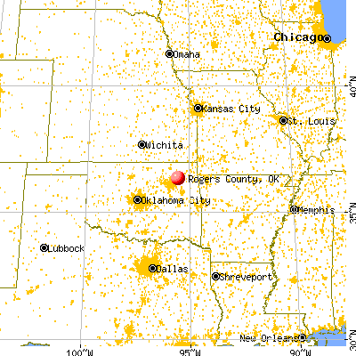 Rogers County, OK map from a distance