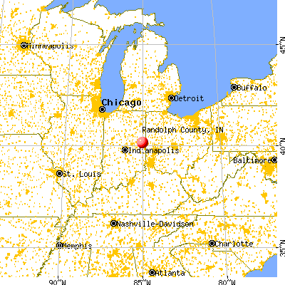 Randolph County, IN map from a distance