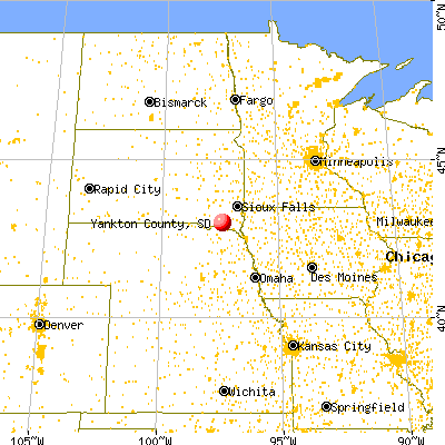 Yankton County, SD map from a distance