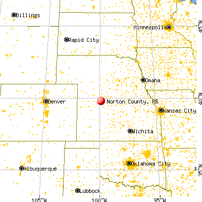 Norton County, KS map from a distance