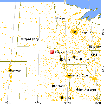 Pierce County, NE map from a distance