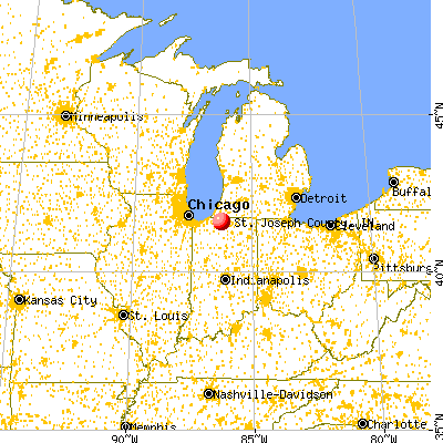 St. Joseph County, IN map from a distance