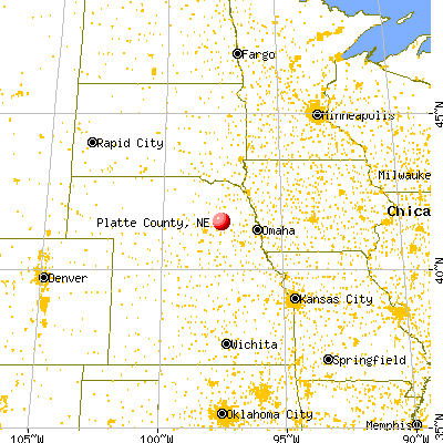 Platte County, NE map from a distance