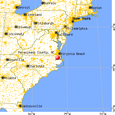 Perquimans County, NC map from a distance