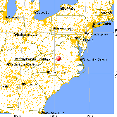 Pittsylvania County, VA map from a distance