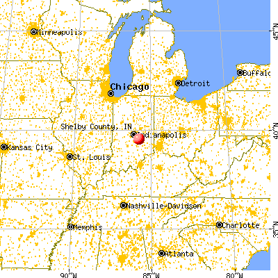 Shelby County, IN map from a distance