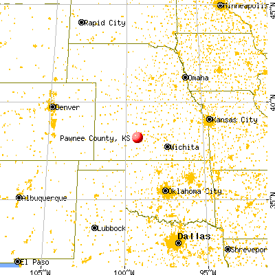 Pawnee County, KS map from a distance