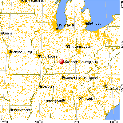 Spencer County, IN map from a distance