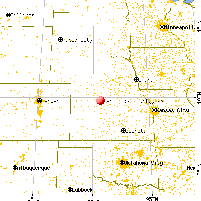 Phillips County, KS map from a distance