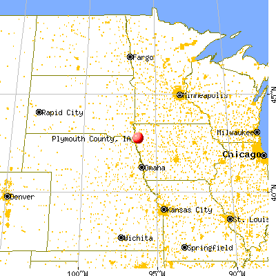 Plymouth County, IA map from a distance