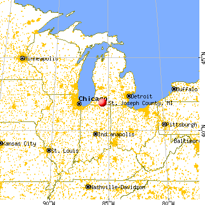 St. Joseph County, MI map from a distance