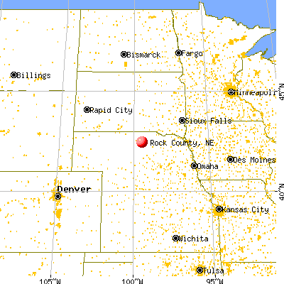 Rock County, NE map from a distance