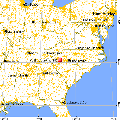 Polk County, NC map from a distance
