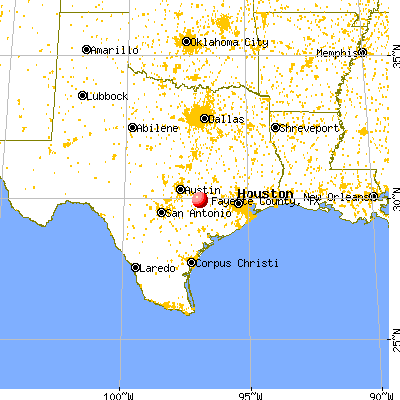 Fayette County, TX map from a distance
