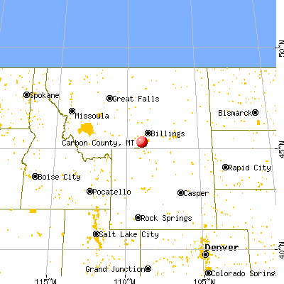 Carbon County, MT map from a distance