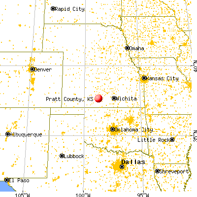 Pratt County, KS map from a distance