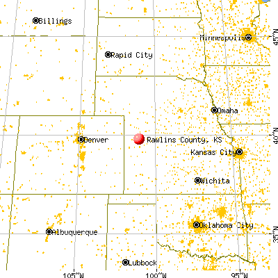 Rawlins County, KS map from a distance