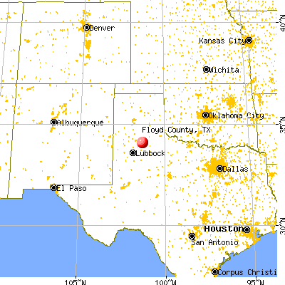 Floyd County, TX map from a distance