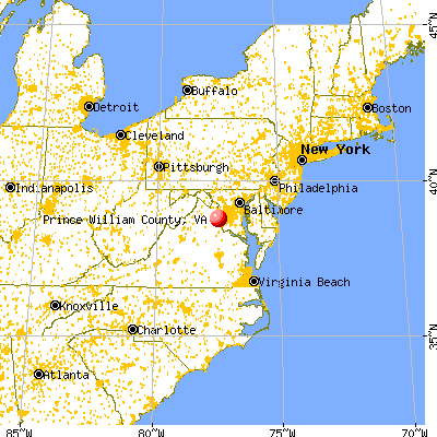 Prince William County, VA map from a distance