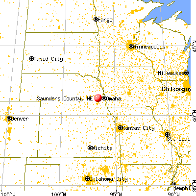 Saunders County, NE map from a distance