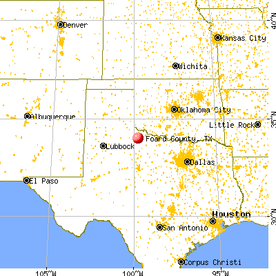 Foard County, TX map from a distance