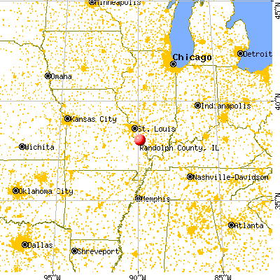 Randolph County, IL map from a distance