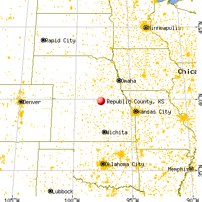 Republic County, KS map from a distance