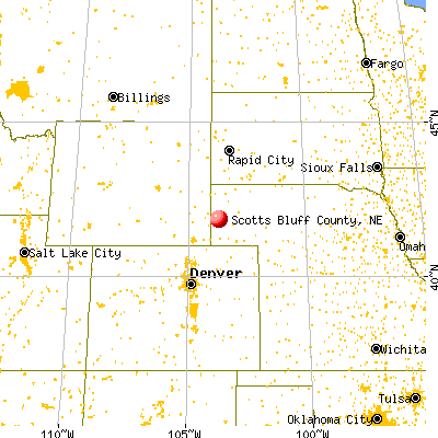 Scotts Bluff County, NE map from a distance