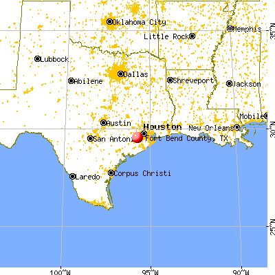 Fort Bend County, TX map from a distance
