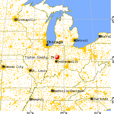 Tipton County, IN map from a distance