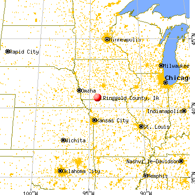 Ringgold County, IA map from a distance