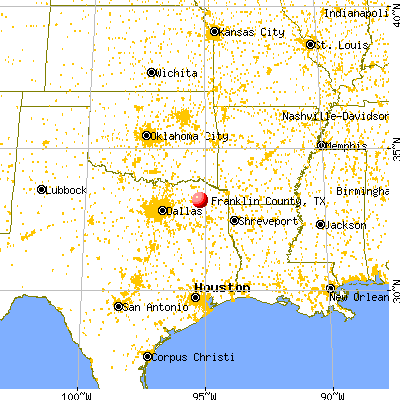 Franklin County, TX map from a distance