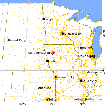 Sac County, IA map from a distance