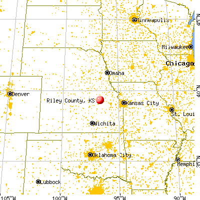 Riley County, KS map from a distance