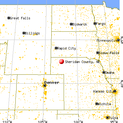 Sheridan County, NE map from a distance