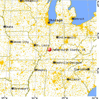 Vanderburgh County, IN map from a distance