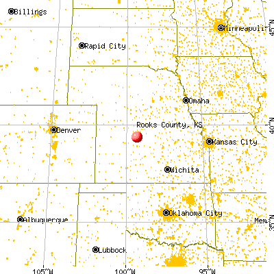 Rooks County, KS map from a distance