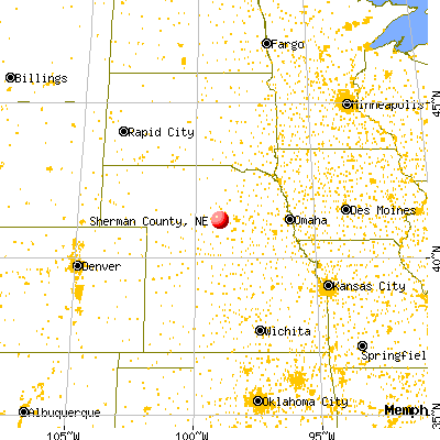 Sherman County, NE map from a distance
