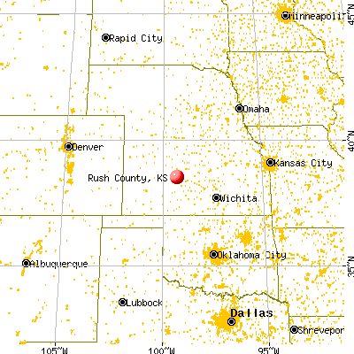 Rush County, KS map from a distance