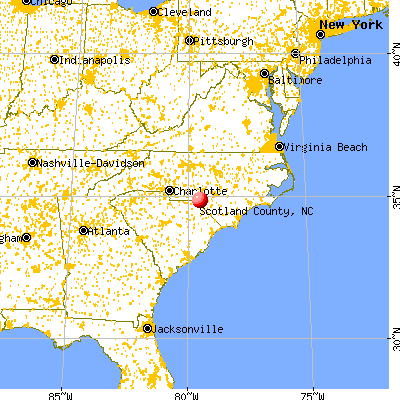 Scotland County, NC map from a distance