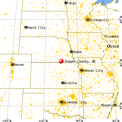 Thayer County, NE map from a distance